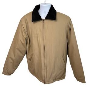 Dry Creek Bomber Jacket Size L Corduroy Collar Full Zip Cotton Workwear Utility